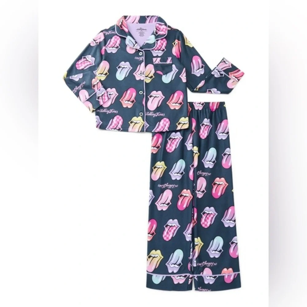 The Rolling Stones nwt size small ( 6 / 6x ) Girls Pajama Set 2-Piece Multicolor